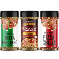 HARIBAS Italian Mix Herb Seasoning Combo Pack Chilli Flakes 50GM, Oregano 60GM and Pizza Spice Mix 60g for Pizza, Pasta Pizza Seasoning In Sprinkler Bottle(170 g)