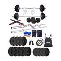 STARX 50 kg PVC weight with 3ft Curl, 3ft Straight Rod and Accessories Home Gym Combo