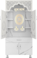 Old Wolf Furniture Wooden Temple For Home Pooja Mandir: Temple For Office With Decorative LED Light Engineered Wood Home Temple(Height: 130, Pre-assembled)