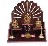 Kiyan traders A handcrafted wooden home temple for daily worship, featuring intricate carvings Engineered Wood Home Temple(Height: 28, DIY(Do-It-Yourself))