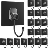 DALUCI Adhesive Wall Hooks – Heavy Duty No Drill Metal Hooks for Wall Hook 20(Pack of 20)