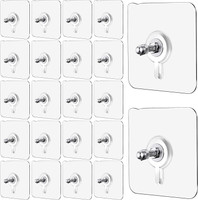 MERCEHIVE Nail Free Wall Hook Screw Adhesive Non-Trace No Drilling Bathroom Hook 20(Pack of 20)