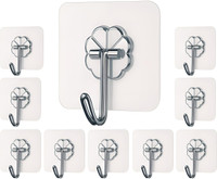 DALUCI Strong Adhesive Wall Door Sticky Hanger Holder for Kitchen And Bathroom Hook 10(Pack of 10)