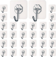 DALUCI Strong Adhesive Wall Door Sticky Hanger Holder for Kitchen And Bathroom Hook 30(Pack of 30)