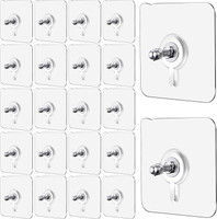 MERCEHIVE Nail Free Wall Hook Screw Adhesive Non-Trace No Drilling Bathroom Hook 20(Pack of 20)