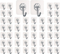 DALUCI Strong Adhesive Hook Wall Door ,Sticky Hanger Holder for Kitchen Bathroom Hook 50(Pack of 50)
