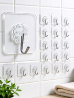SWAPKART Transparent Self Adhesive Waterproof Wall Hooks for Kitchen and Bathroom Hook 20(Pack of 20)