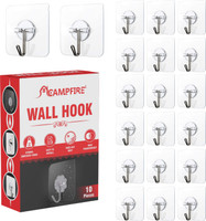 Campfire Strong Adhesive Sticky Hook For Kitchen & Bathroom(Do Not Stick On Painted wall) Hook 20(Pack of 20)