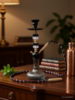 Bezak Luster Big Russian Floral Shaped Black 20 inch Glass Hookah(Multicolor)