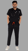 UNISIM Men Scrub Suit Shirt, Pant Hospital Scrub(Black S)