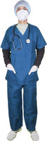 MOWELL Scrub Suit V-Neck Unisex 5 Pocket Active Athleisure wear Modern For Doctors Pant, Shirt Hospital Scrub(BLUE L)