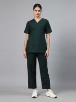 SHARMASCRUBS Women Medical Scrub – Doctors & Nurse Scrub Suit/ OT Dress (Forest Green, S) Shirt, Pant Hospital Scrub(Forest Green S)