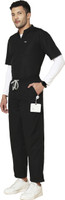 Knya med Classic Men's Mandarin Collar Scrubs Gown Hospital Scrub(Black M)