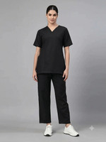 SHARMASCRUBS BLACK CROSS POCKET Shirt, Pant Hospital Scrub(BLACK M)