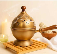 2BROTHERS POINT Home Purifying Metal Dhuna Loban Burner Dhooni Dhoop Dani Dhuni Dhoop Dani Iron Incense Holder(Gold)