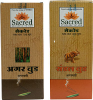 SACRED Luxury, Natural Fragrance for Pooja/Puja, Meditation, Refreshing Ambience Family Pack of Sandal Wood, Agar Wood Incense Stick(312 Units, Set of 2)