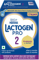 Nestle Lactogen Pro 2 Powder, Follow-Up Formula with Probiotic, 6 Months to 12 Months, Bag-in-Box(1.2 kg, 6+ Months)