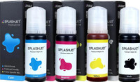 Splashjet 003 Ink for EP L3110, L3150, L3250, L3152, Printer-(C/M/Y/k - 70gm x4) - 501737 Black + Tri Color Combo Pack Ink Bottle