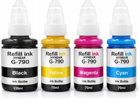 HYNEAR Gi-790 Refill Ink Use for Can: G1000,G1010,G1100,G2000,G2002,G2010,G2012,G2100 Black + Tri Color Combo Pack Ink Bottle