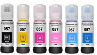 canoff 057 Refill Ink Set (70ml X 6 Color) For L8050, L18050 Printers LCyan, LMagenta, Black + Tri Color Combo Pack Ink Bottle