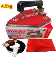 Tovito 4.5kg Heavy Iron Box for Professional Tailoring & Laundry Premium Wire & Pluck 800 W Dry Iron(Red_Lal)