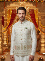 AJMERI WORLD Sleeveless Embroidered Men Jacket