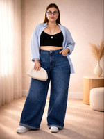 AADVI FASHION Wide Leg Women Dark Blue Jeans