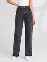 KOTTY Wide Leg Women Black Jeans