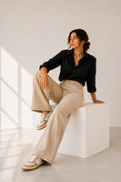 zayla Wide Leg Women Beige Jeans