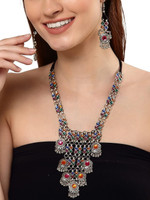 Kaima Oxidised Silver Silver Multicolor Jewellery Set(Pack of 1)