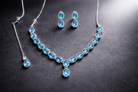 Luna K Jewels Alloy Silver Blue Jewellery Set(Pack of 1)