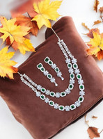 WAMIQA Brass Rhodium Green Jewellery Set(Pack of 1)