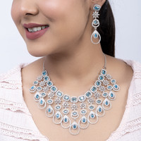 TIZARA Brass Rhodium Multicolor Jewellery Set(Pack of 1)
