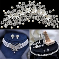 Lunox Alloy Silver White Jewellery Set(Pack of 4)