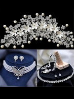 Lunox Alloy Silver White Jewellery Set(Pack of 4)