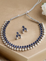 ZENEME Alloy Rhodium Blue Jewellery Set(Pack of 1)