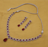Gleamora Copper Silver Red Jewellery Set(Pack of 3)