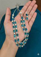 PSM Brass Silver Blue Jewellery Set(Pack of 1)