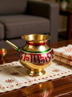 SAUBHAGYA Pure Brass Karwa Chauth Kalash/Lota, Decorated Peetal Karwa- Very Small Karva Brass Kalash(Height: 3 inch, Multicolor)
