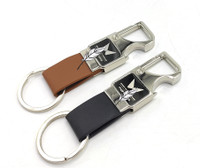 Jdp Novelty 2 pcs Set of Leather Metal Opner Keychain for Mahindra Car New Logo Key Chain