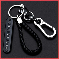 WROPZO Anti-Lost Car Keychains with Phone Number Tag Metal Double Pendant Key Chain