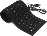 SOCHEP Waterproof Silicone Keyboard Foldable Flexible USB Mini Dustproof Dirt Proof Wireless Handheld Laptop Keyboard Compatible with Desktop, Laptop, Mac(Black)