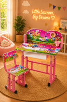 MY LITTLE TOWN Kids study Table & Chair with Adjustable Height (Pink) Engineered Wood Study Table(Finish Color - Pink, DIY(Do-It-Yourself))