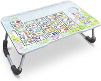 Kiara Quality First Alphabet Prints Protable Foldable Table for Study & Work, Best for Work Home Solid Wood Study Table(Finish Color - White, Pre-assembled)