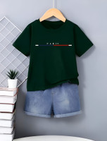 ELPIXIE FASHION Baby Boys & Baby Girls Party(Festive) T-shirt Shorts(GREEN)
