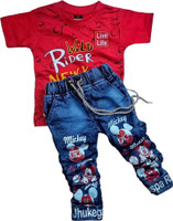 Fashion Stufff Boys Casual T-shirt Jeans(Red)