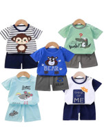 HEYDALS Baby Boys Casual T-shirt Shorts(Navy-Green-White-Royal-Lblue)