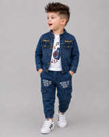 Shirazi Kids Boys Casual Jacket Jeans(BLUE)