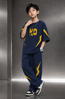 BEING WANTED Boys Casual T-shirt Track Pants(Navy Blue, Pack of 2)