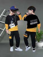 DRUZZEE Baby Boys & Baby Girls Casual T-shirt Pant(Black Yellow)